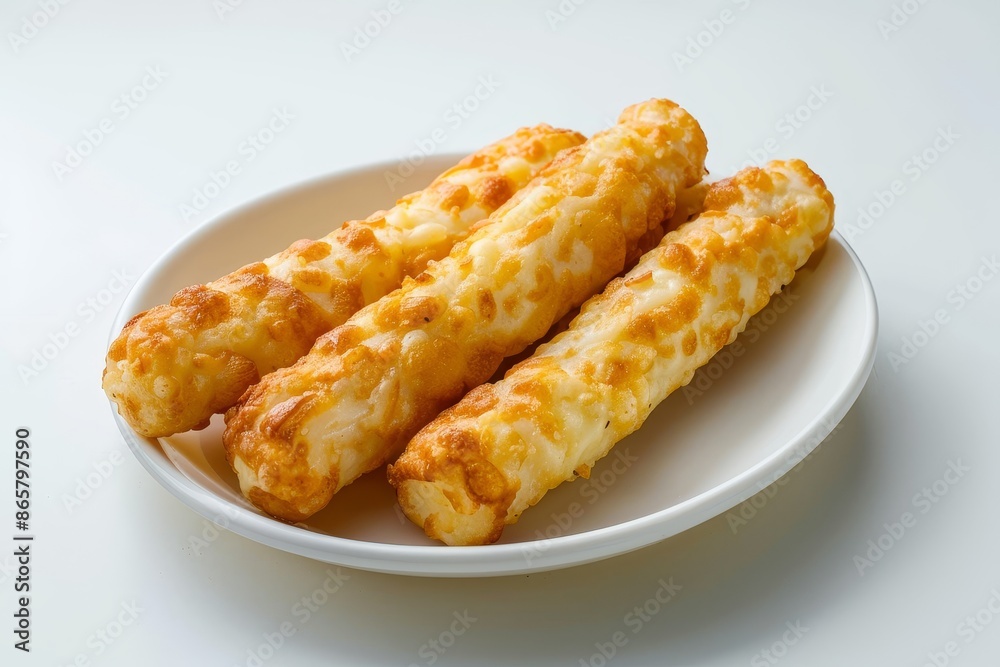 Indonesian cheesy snack savory and crispy served on a white plate Indonesian cheesy snack savory and crispy served on a white plate