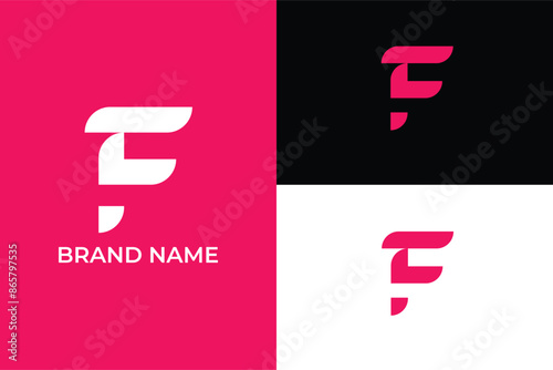 initial letter F modern minimal iconic business logo, letter FT TF negative space iconic vector, letter TF fire flame logo