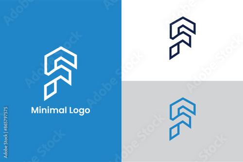 initial letter F arrow icon modern construction logo, letter F abstract arrow minimal building office line logo, Modern house build Real estate home apartment illustration symbol logo