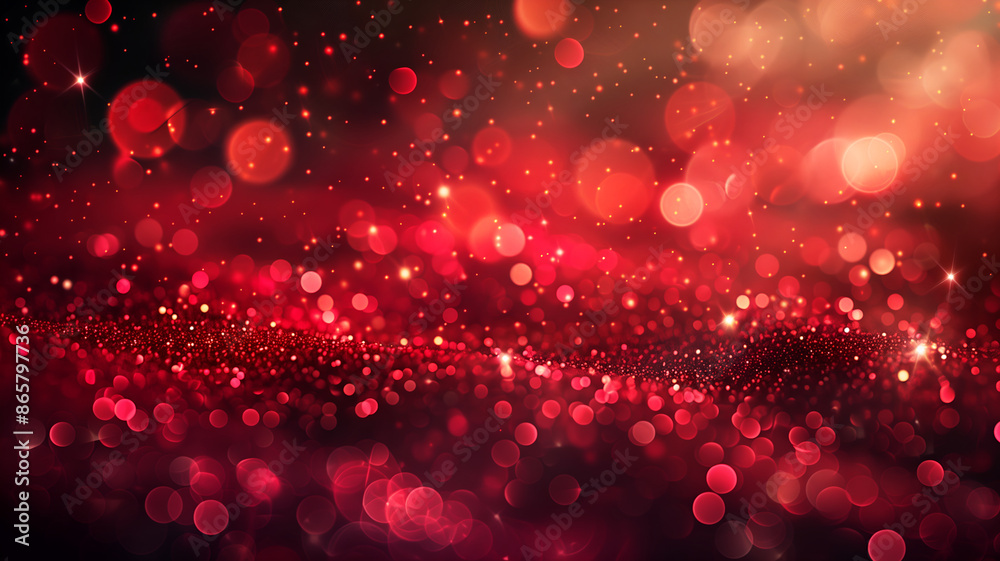 red christmas background, Red glitter particles on a dark background. An abstract red bokeh effect with shiny and glowing lights. red christmas background, Red glitter particles on a dark background. An abstract red bokeh effect with shiny and glowing lights.