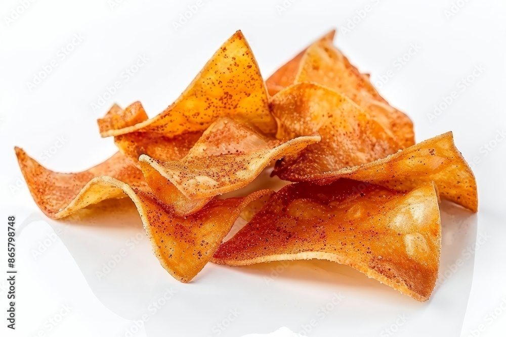 Isolated on white cassava chips are both sweet and spicy Isolated on white cassava chips are both sweet and spicy