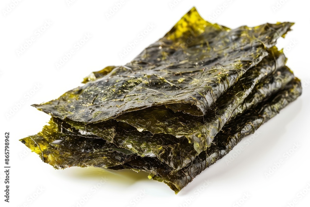 Isolated white background with crispy nori seaweed