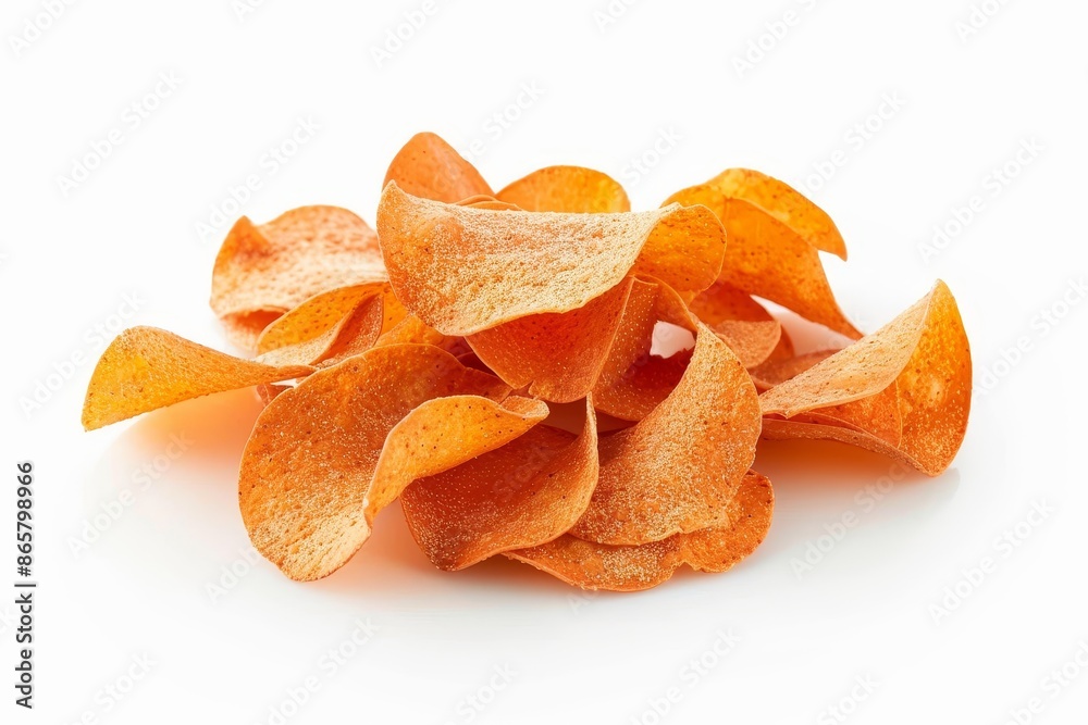 Isolated white background with lentil chips Isolated white background with lentil chips