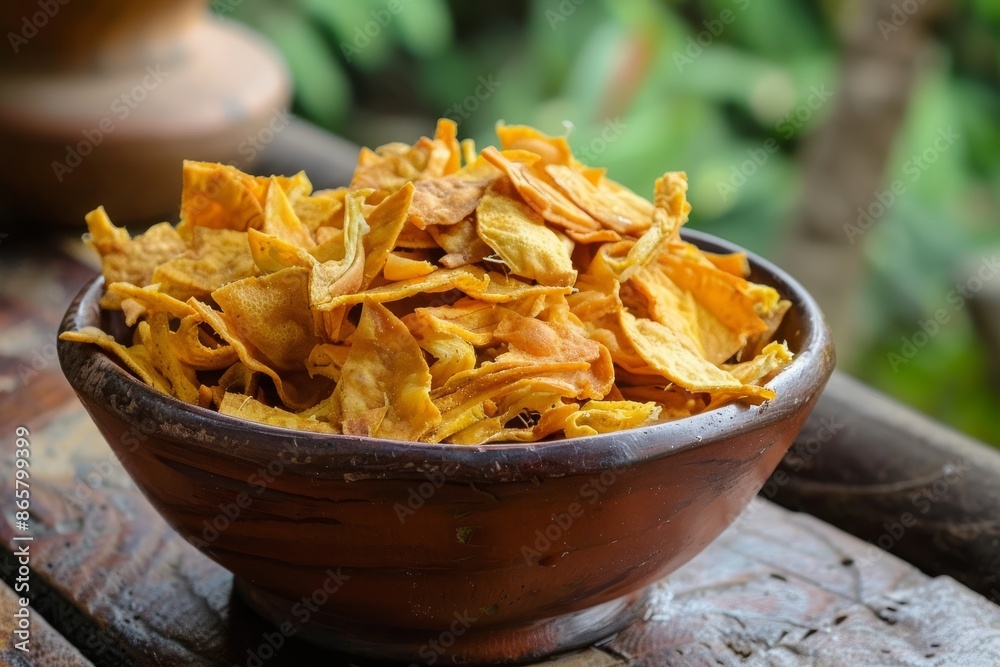 Jackfruit chips made at home with coconut oil in India