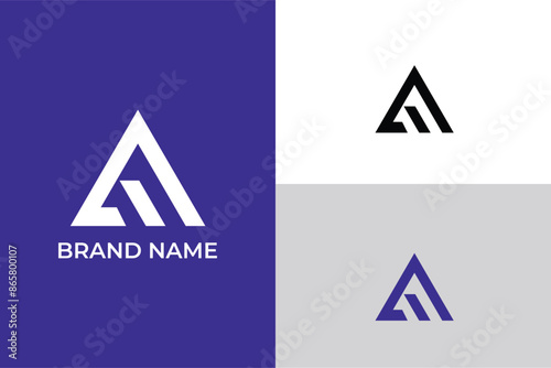 initial letter F N NF negative space triangle Minimal elegant monogram art logo, letter A triangle lineart mountain peak adventure logo