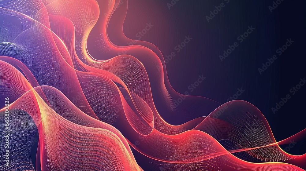 Fototapeta premium futuristic abstract coral color background with waves and light effects