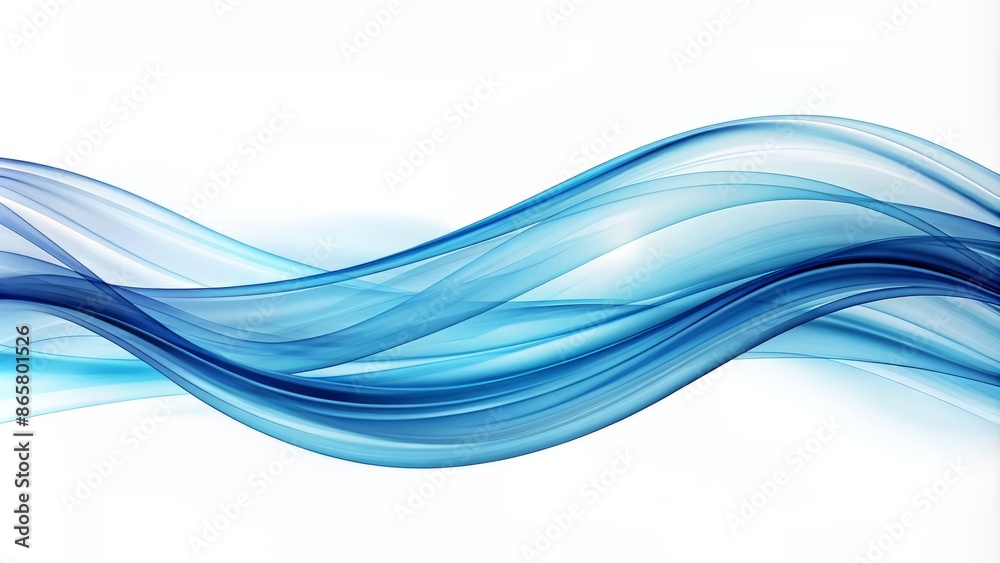 Soothing abstract composition featuring a gentle blue wave undulating across a pure white background, evoking feelings of calmness and serenity. Soothing abstract composition featuring a gentle blue wave undulating across a pure white background, evoking feelings of calmness and serenity.