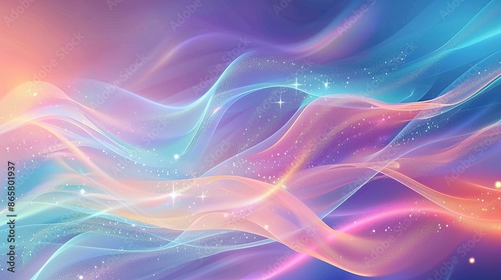 Obraz premium futuristic abstract holographic colored background with waves and light effects