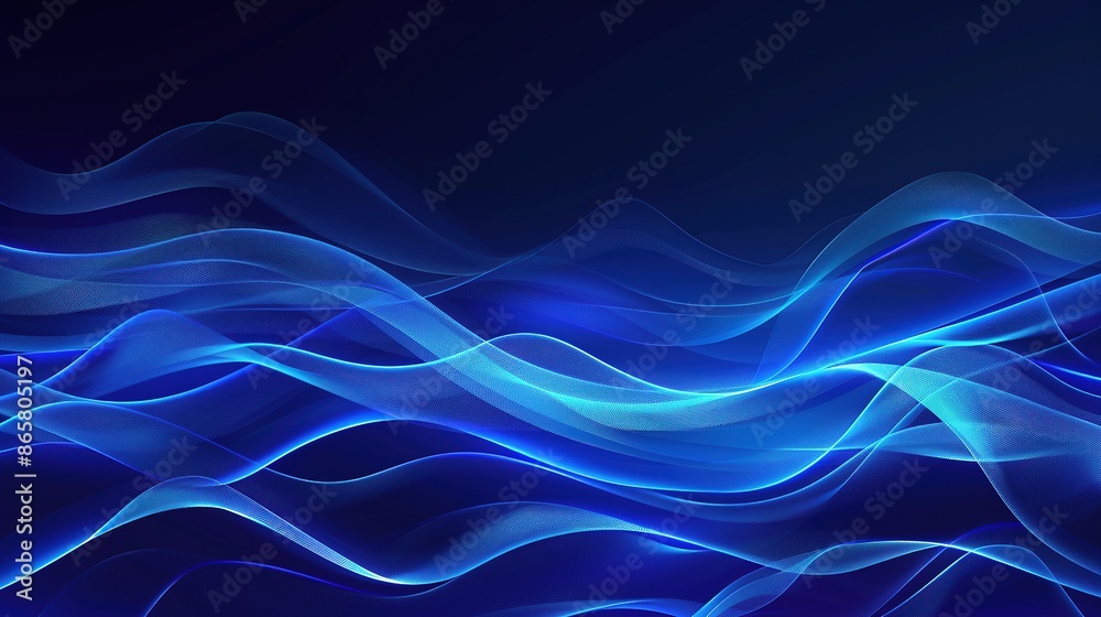 Fototapeta premium futuristic abstract blue background with waves and light effects