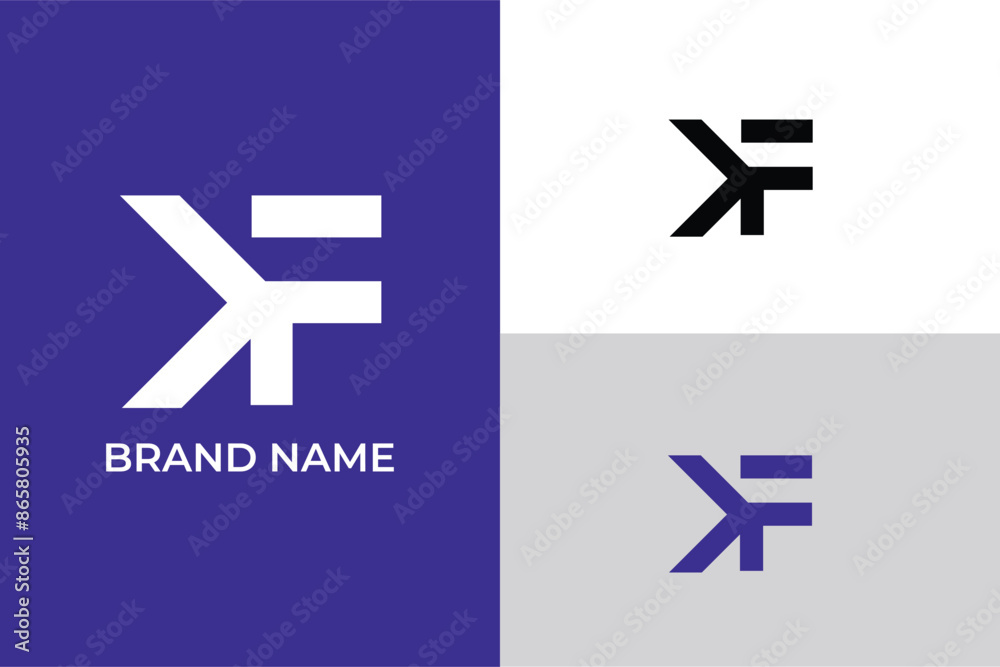 Fototapeta premium Outstanding professional trendy awesome artistic letter KF arrow modern business transport travel, jet, aeroplane clean modern KF or FK sign logo, FK KF