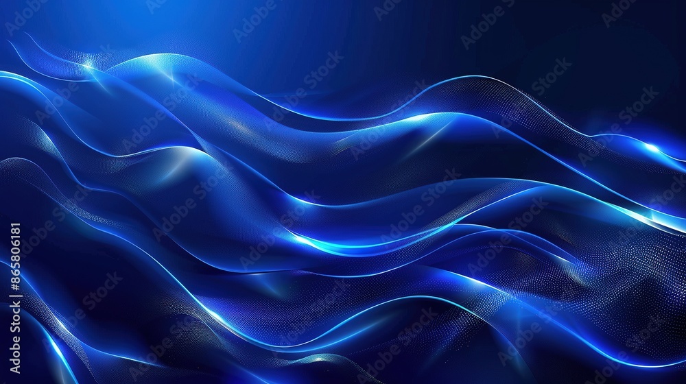 Obraz premium futuristic abstract blue background with waves and light effects