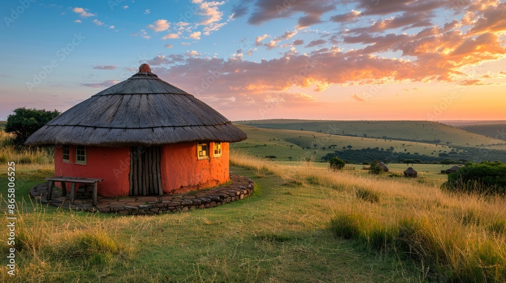 Traditional tribal hut african people.