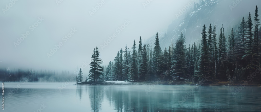 Minimalist Nature Wallpaper for Ultrawide Screen 21:9 , Lakes, trees, and misty mountainsides Minimalist Nature Wallpaper for Ultrawide Screen 21:9 , Lakes, trees, and misty mountainsides