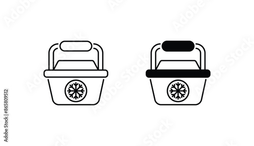 Portable Fridge icon design with white background stock illustration