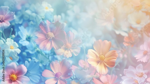 a beautiful background with colorful flowers that has a floral pastel appearance © Achmad Khoeron