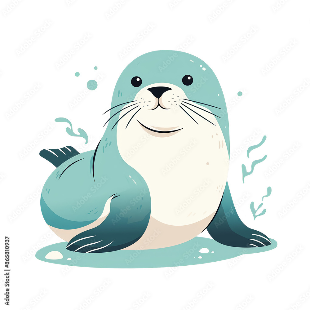 Cute cartoon seal illustration with playful expression, perfect for children's books, educational materials, and wallpapers. Cute cartoon seal illustration with playful expression, perfect for children's books, educational materials, and wallpapers.