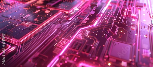 Wallpaper Mural Microchip layers illuminated in pink light Torontodigital.ca