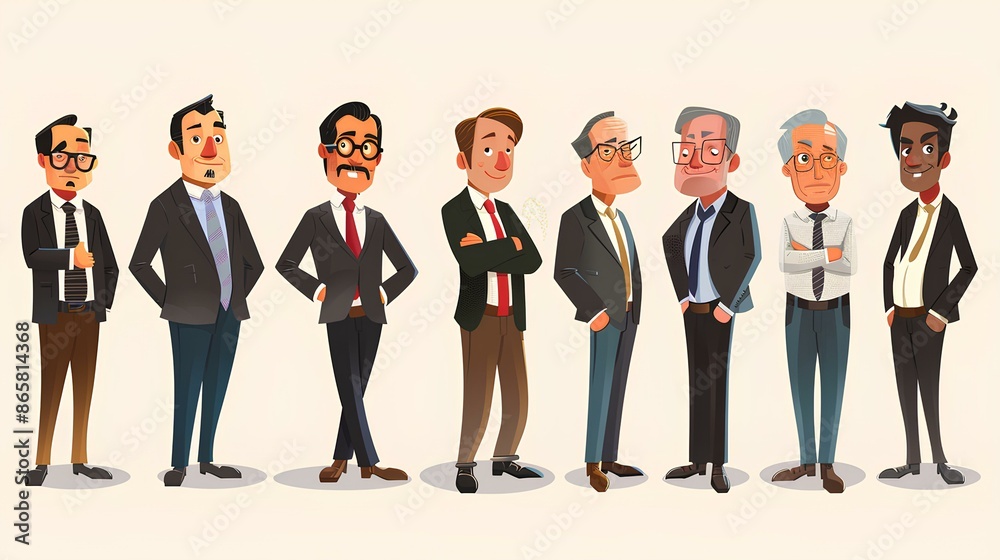 Group of business professionals in office attire, both men and women, standing confidently as a successful team Group of business professionals in office attire, both men and women, standing confidently as a successful team