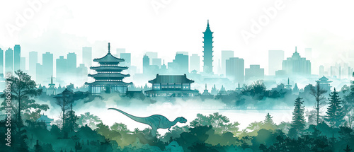 China Jiangsu Changzhou China Dinosaur Park Creative Illustration Changzhou City Image Creative Illustration photo