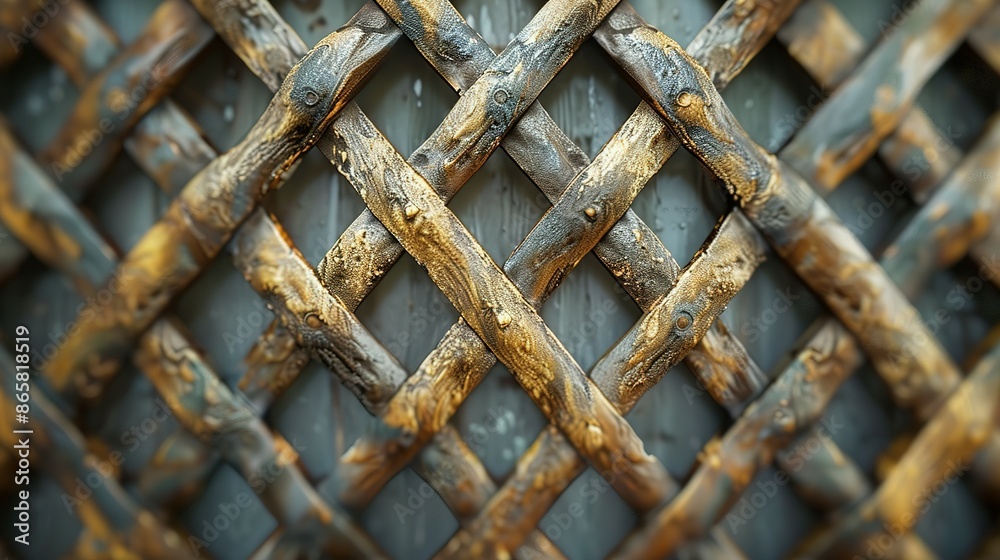 High-Fidelity 3D Render: Wooden Grid Framework High-Fidelity 3D Render: Wooden Grid Framework
