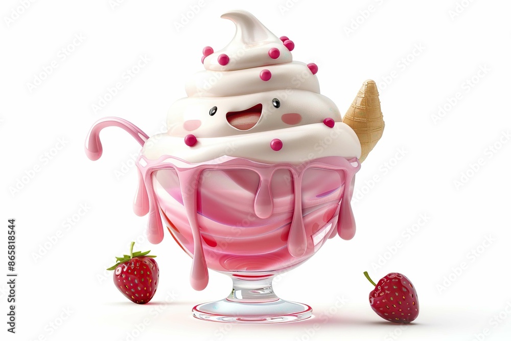 Ice cream sundae shaped funny character Ice cream sundae shaped funny character