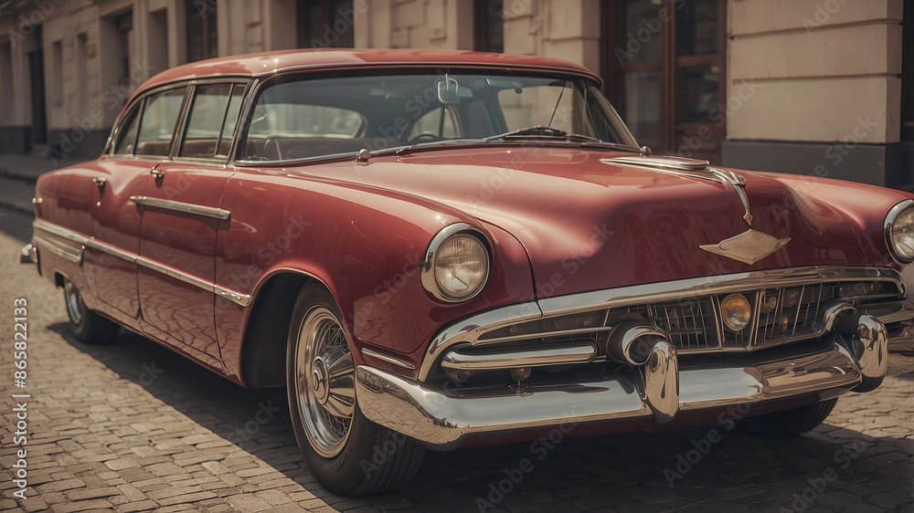 Fototapeta premium Red retro car.