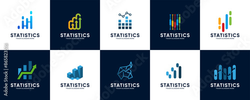 global finance logo collection, economic growth, logo design bundle.