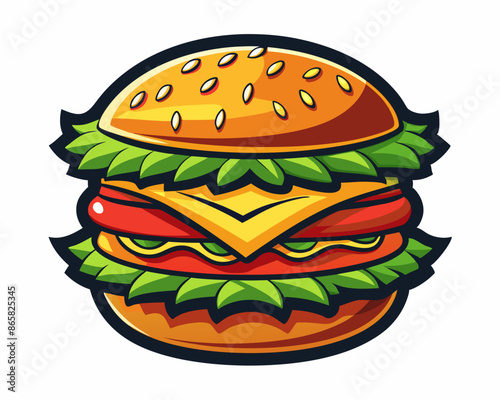 colorful bold illustration junk or fast food theme, burger