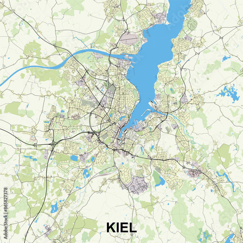 Kiel, Germany map poster art