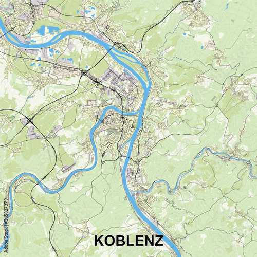 Koblenz, Germany map poster art