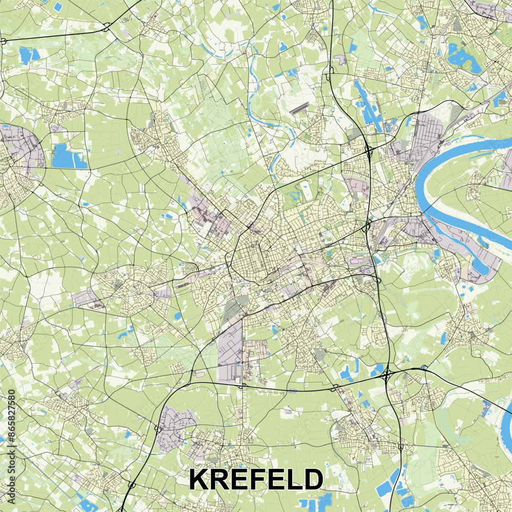 Krefeld, Germany map poster art Krefeld, Germany map poster art
