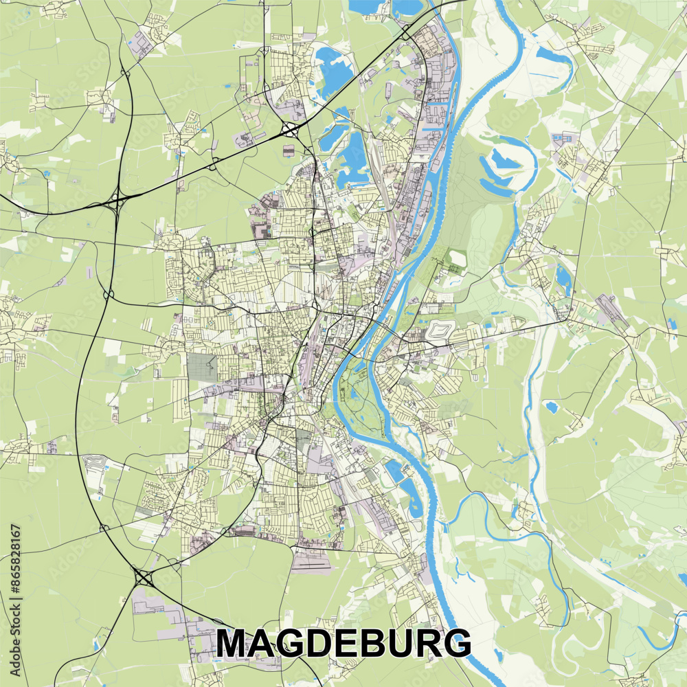 Obraz premium Magdeburg, Germany map poster art