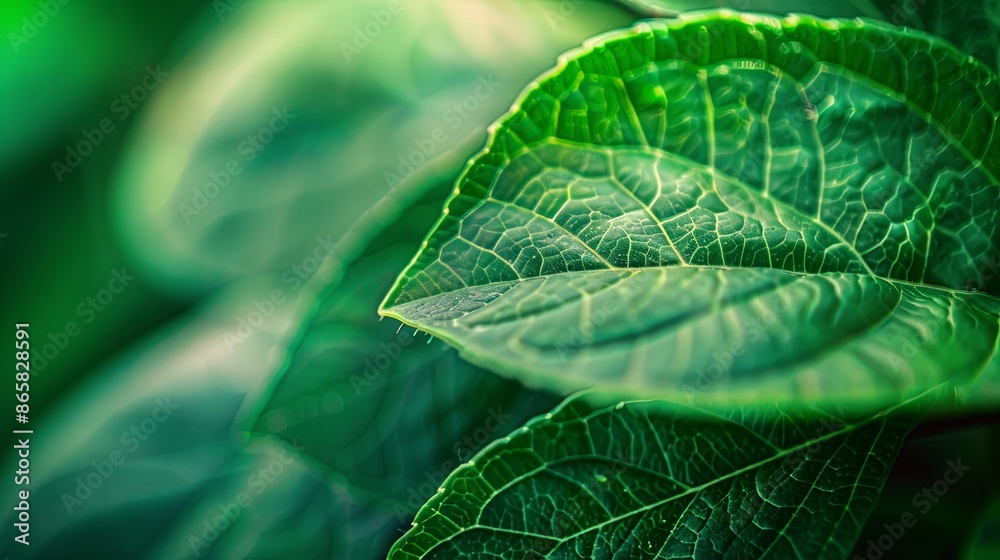 Closeup leaf texture. Green tropical plant close Closeup leaf texture. Green tropical plant close