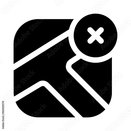 location not found icon with glyph style, perfect for user interface projects photo