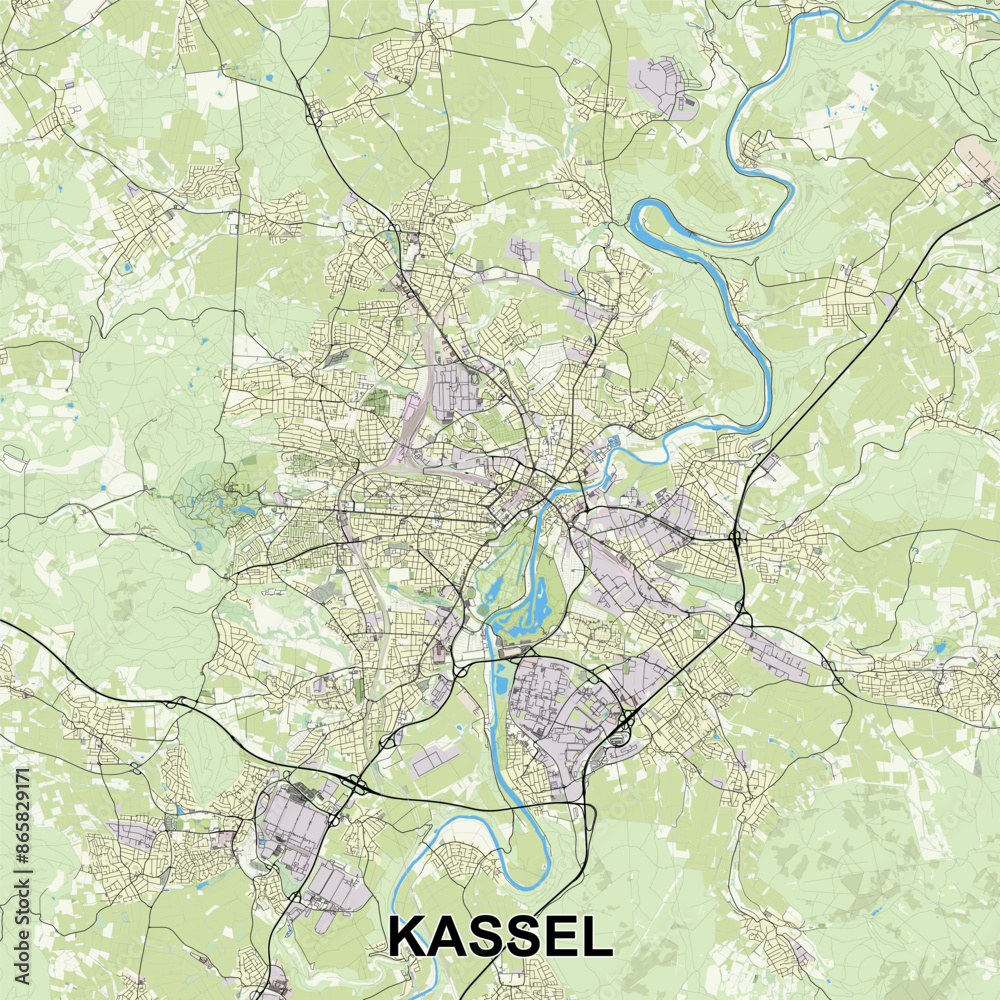 Kassel, Germany map poster art