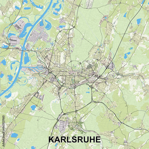 Karlsruhe, Germany map poster art