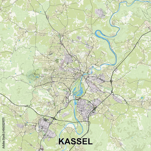Kassel, Germany map poster art