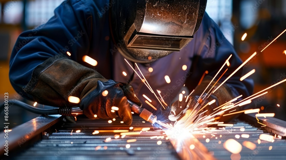 A Welder at Work in Workshop A Welder at Work in Workshop