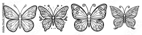 outline of butterfly isolated white background