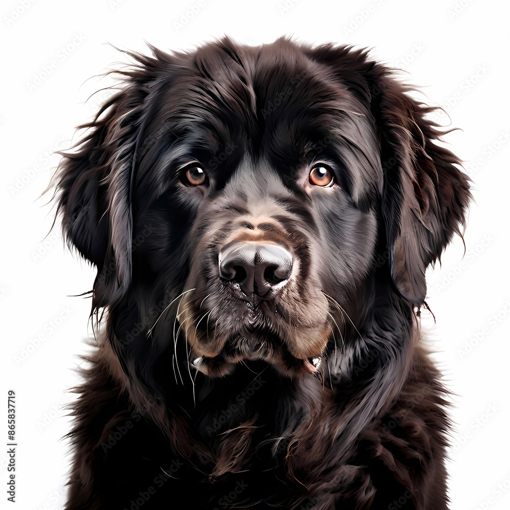 Newfoundland dog breed against white background, AI Generated Newfoundland dog breed against white background, AI Generated