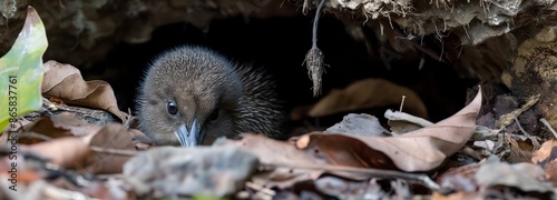 17. A kiwi bird camouflaged in its habitat photo