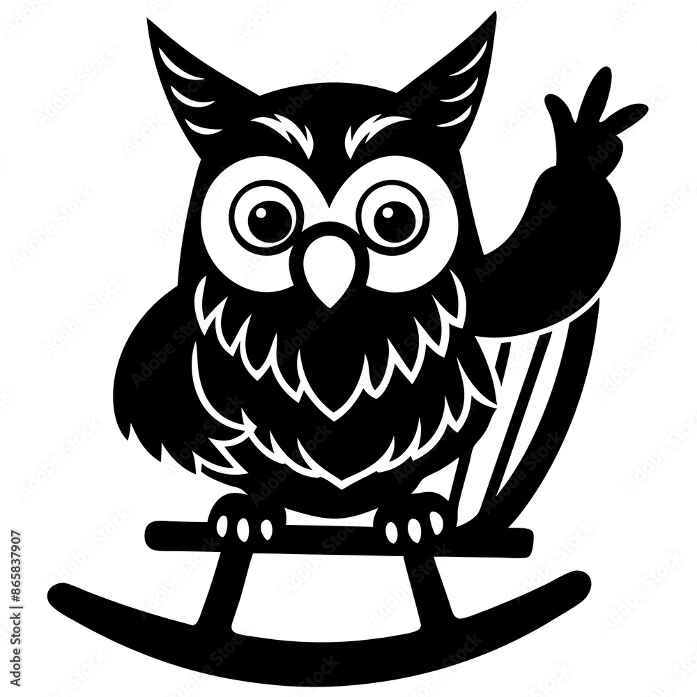 Fototapeta premium A funny cartoon owl silhouette vector Illustration.