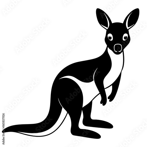 Kangaroo icon silhouette vector Illustration white background.