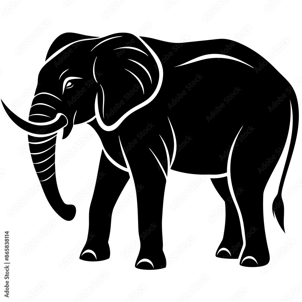 Obraz premium Elephant silhouette vector Illustration.
