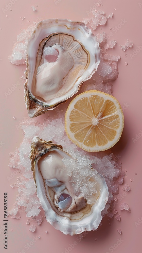 raw oyster on pastel background. food ads concept for designer. raw oyster on pastel background. food ads concept for designer.