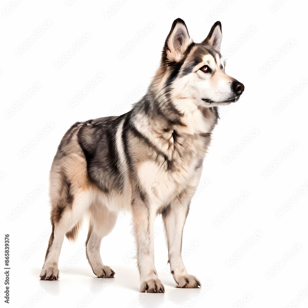Northern inuit dog breed against white background, AI Generated Northern inuit dog breed against white background, AI Generated