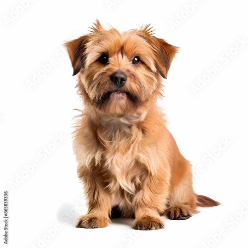 Norfolk terrier dog breed against white background, AI Generated © Toseef