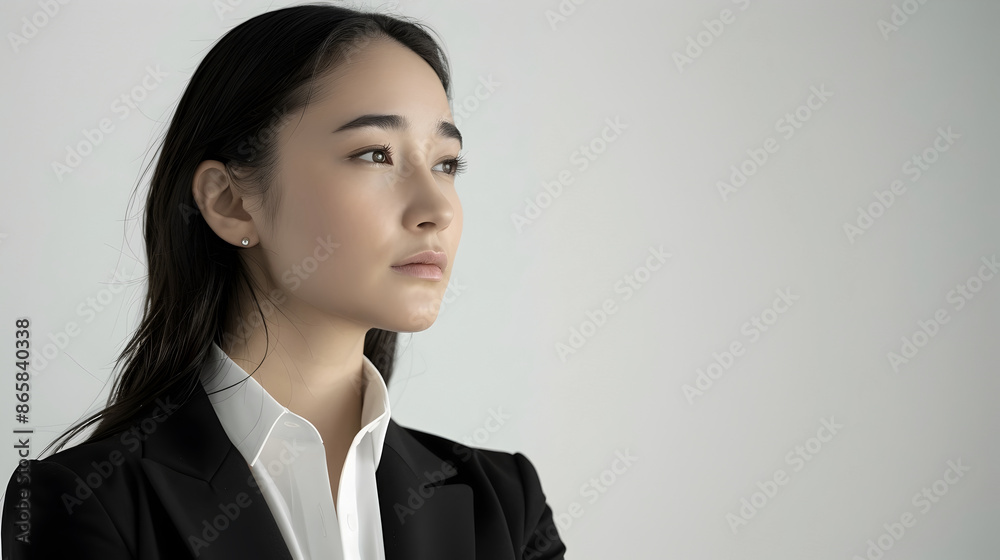 Sophisticated Japanese-Spanish Mixed Model CEO in Minimalist Studio Portrait Sophisticated Japanese-Spanish Mixed Model CEO in Minimalist Studio Portrait