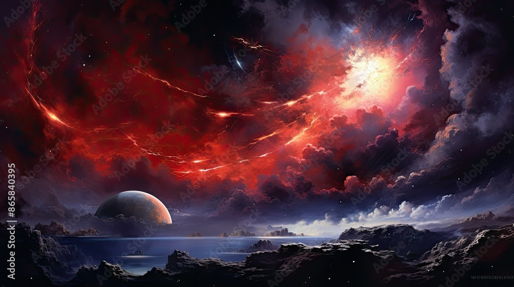 clouds, night sky, universe, galaxy, Planets clouds, night sky, universe, galaxy, Planets
