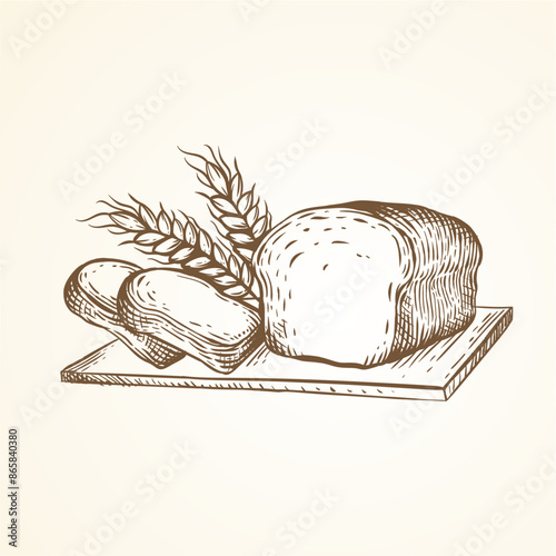 Simple bread hand drawn vector Retro style with editable content.